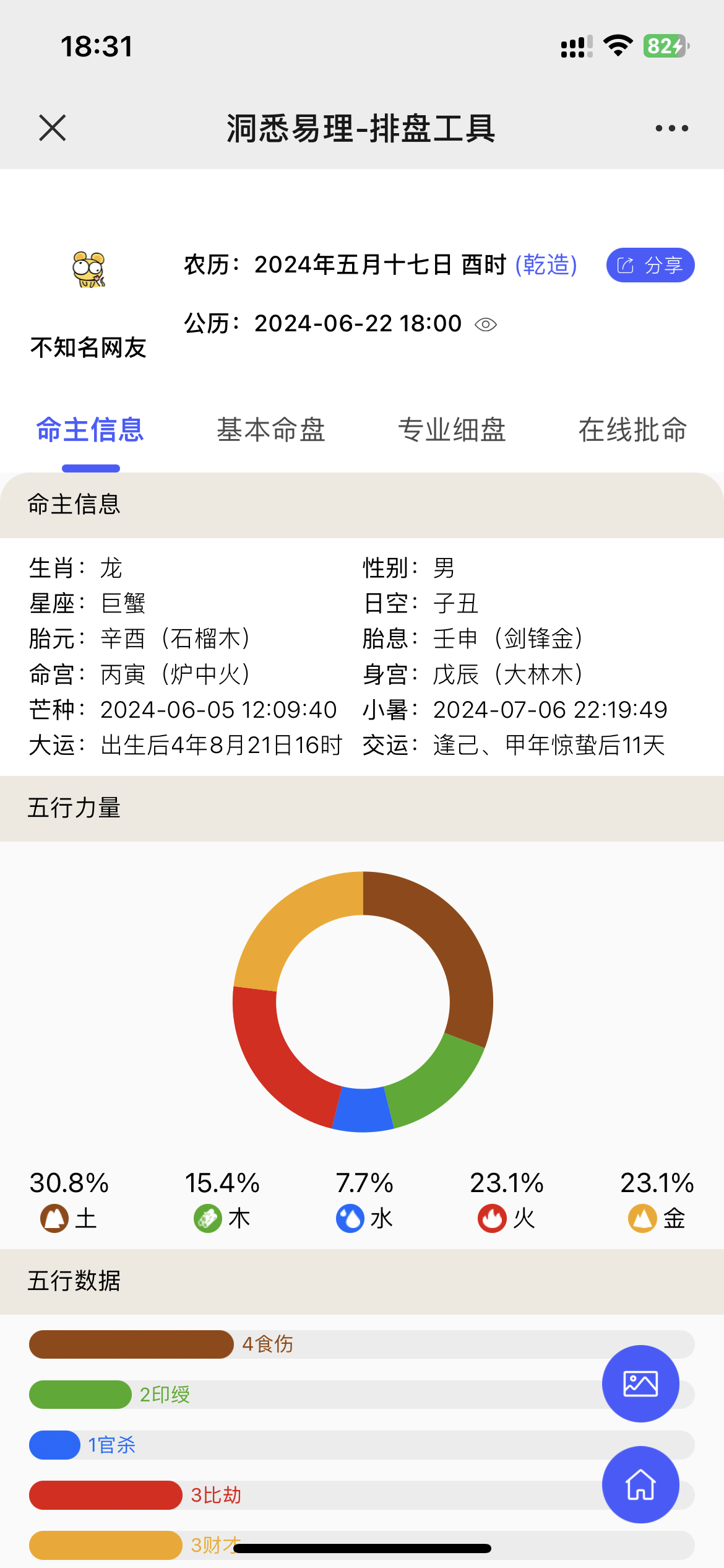 排盘结果